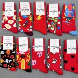 Happy Socks Red Socks This Year New YearWedding Women's Socks Festive Cotton Socks For All Seasons size36-40