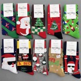 Happy Socks Christmas Stocks Women's Mid-tube Stockings Pure Cotton Christmas Gift Socks Size 36-40