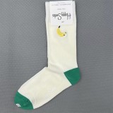 Happy Socks Fashion  Double Needle Embroidery Solid Color Socks Cotton Candy Color Socks For Women