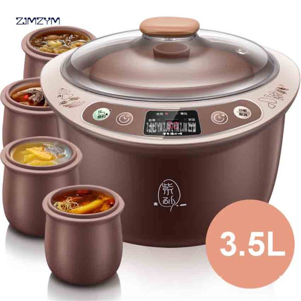 DDZ-A35M5 Electric Cooker High Capacity Purple Sand Stew Pot Waterproof  Purple Clay Soup Pot Fully Automatic Multi Cookers 220V