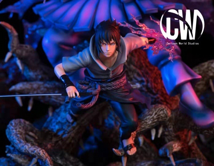 cw studio naruto akatsuki uchiha sasuke ex 9 tails gk collector resin statue
