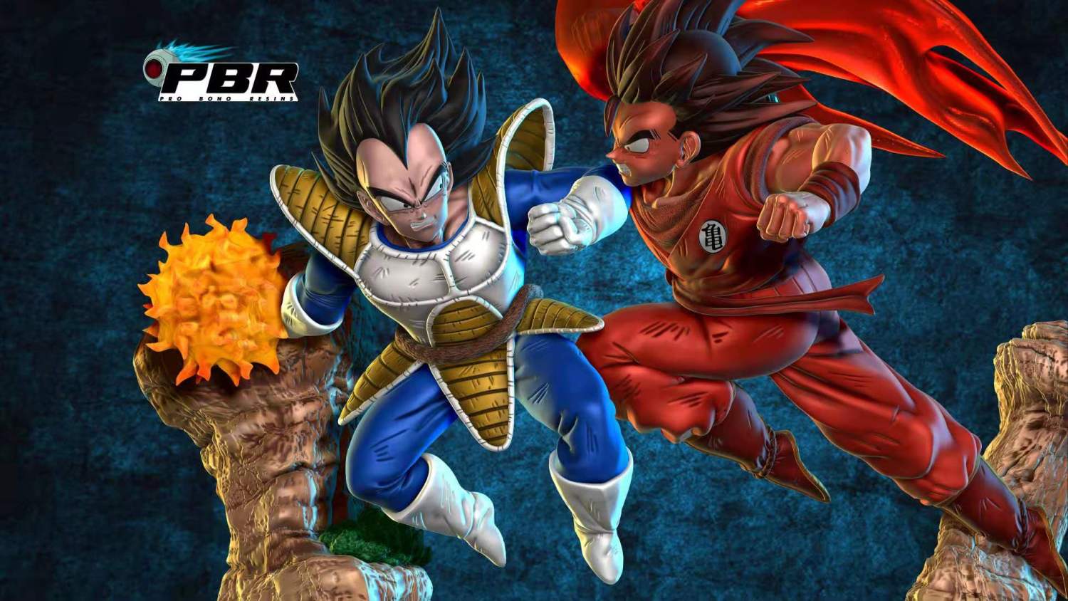 goku vs vegeta resin statue