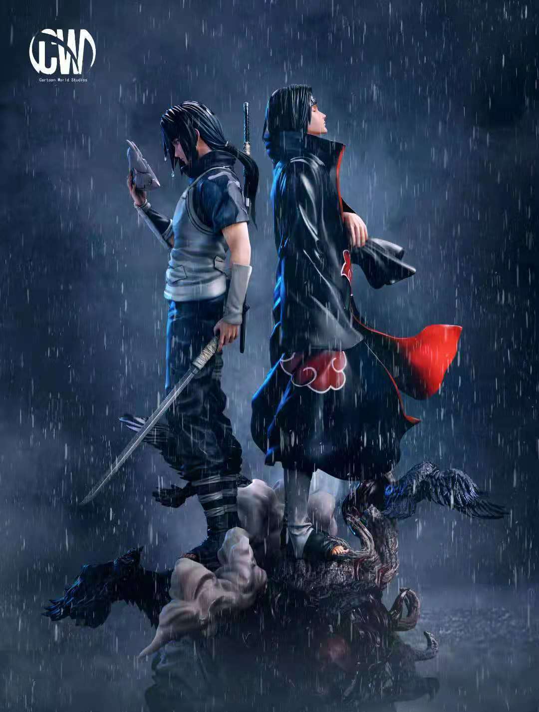 cw studio naruto akatsuki uchiha sasuke ex 9 tails gk collector resin statue