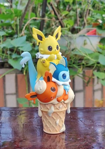 【In Stock】DM Stuiso Pokemon Three attributes Eevee Ice Cream Resin Statue