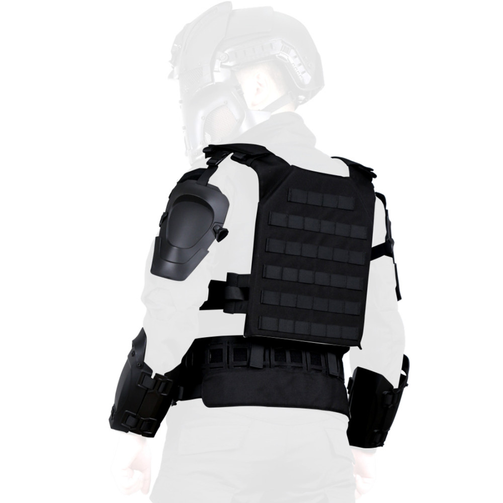 Black WST Outdoor Multi-Function Tactical Armor Set Adjustable Tactical Elbow Pad Waist Seal