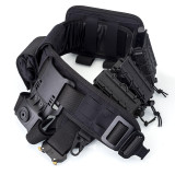 TacticalXmen Matt Nylon Tactical Belt Waist Harness+Adjustable Duty Drop Attachment+Magazine Box Cover FOR5.56/7.62 Magazine Box