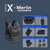 TacticalXmen UNIVERSAL TACTICAL ALLIANCE X-Merlin Plate Carrier Tactical Vest & NIJ IIIA Protection Plates Set