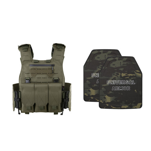 TacticalXmen UNIVERSAL TACTICAL ALLIANCE X-Merlin Plate Carrier Tactical Vest & NIJ IIIA Protection Plates Set