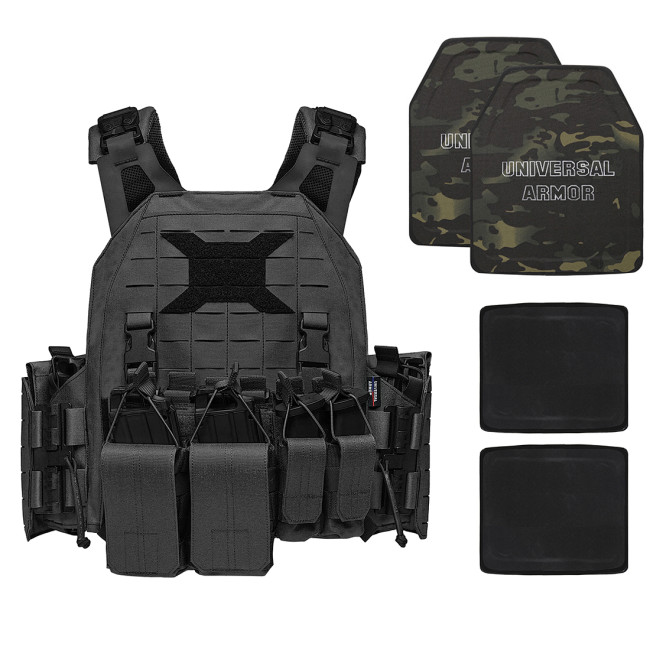 TacticalXmen Lightweight Quick Release Plate Carrier 2.0 with NIJ Level III Armor Plates and Side Plates