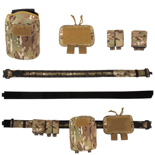 TacticalXmen 45MM cobra buckle wanderer tactical belt waist seal organizer 5-piece set MC + BK camouflage M size (belt + medical bag + miscellaneous bags + duplex 9MM magazines package + 5.56MM magazines package)