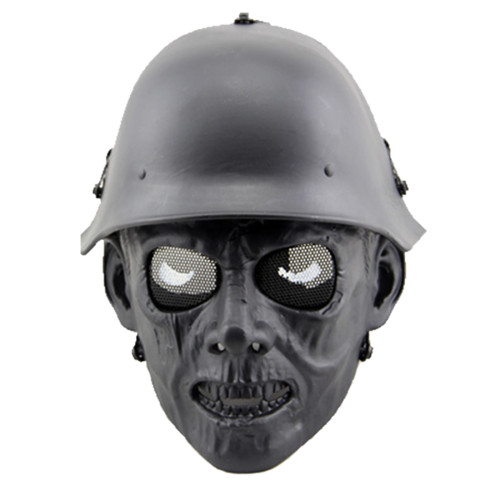 TacticalXmen Outdoor Tactical Adjustable Shock Resistance Protective Mask Military Field Skull Mask with Helmet for CS Halloween