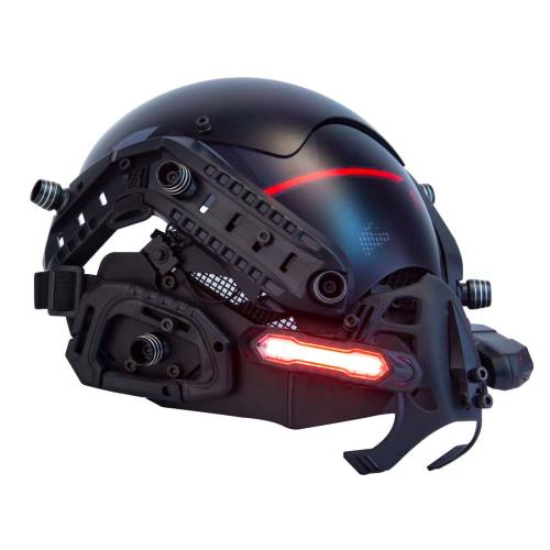 TacticalXmen Cyberpunk Helmet Mask Cyberpunk Cosplay Helmet Samurai Helmet with Red Light Cosplay Costume Props