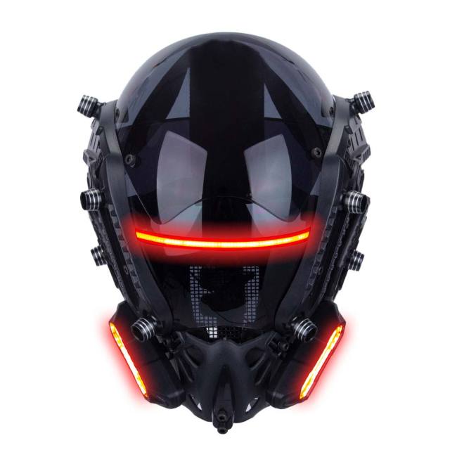 TacticalXmen Cyberpunk Helmet Mask Cyberpunk Cosplay Helmet Samurai Helmet with Red Light Cosplay Costume Props