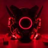 TacticalXmen Cyberpunk Helmet Mask Cyberpunk Cosplay Helmet Tactical Helmet Samurai Helmet with Red Light