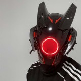 TacticalXmen Cyberpunk Helmet Mask Cyberpunk Cosplay Helmet Tactical Helmet Samurai Helmet with Red Light