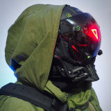 TacticalXmen Cyberpunk Helmet Mask Cyberpunk Cosplay Helmet Tactical Helmet Samurai Helmet with Red Light