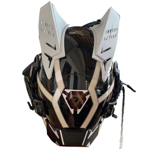 TacticalXmen Cyberpunk Helmet Mask Cyberpunk Cosplay Helmet Tactical Helmet Samurai Helmet with Light