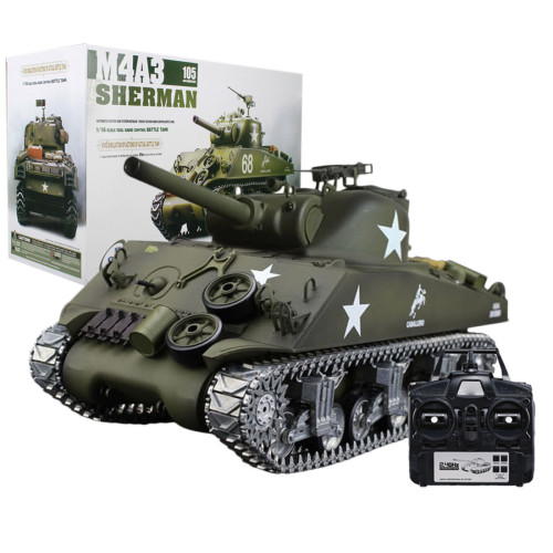 TacticalXmen 1:16 American M4A3 Sherman Simulated Tank 2.4G Remote Control Model Military Tank with Light Sound Smoke Shooting Effect - Pro Edition