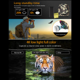 TacticalXmen Low-light 4K Full-color Infrared Binoculars Night Vision Ultra Long-lasting HD Digital Outdoor Telescope