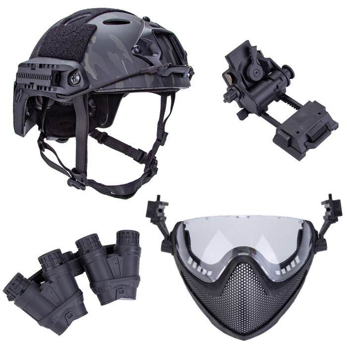 TacticalXmen Navigator Multifunctional Combination Helmet with Four Cylinder Binocular Night Vision Model