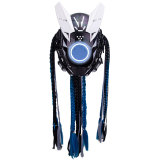 TacticalXmen Cyberpunk Round Blue Light Mask With Gloves And Wrist Armor For Carnival Parties