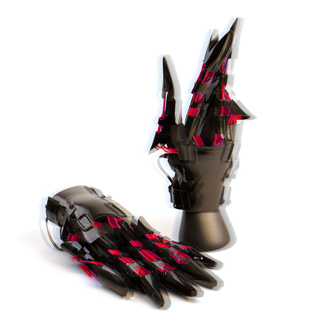 Cyberpunk Blue Light Mask With Gauntlet&Wrist Armor For Tech Masquerade ...