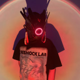 TacticalXmen Cyberpunk Red Round Light Mask With Streamers With Gloves&Wrist Armor