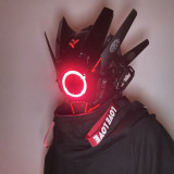 TacticalXmen Cyberpunk Red Round Light Mask With Streamers With Gloves&Wrist Armor
