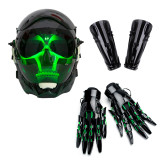 TacticalXmen Green Glowing Skull Head Helmet With Gloves Gauntlets