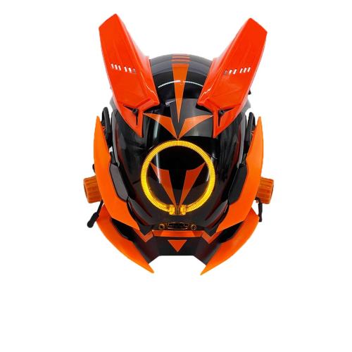 TacticalXmen Orange&Black Horns Future Punk Tech Round Light Mask