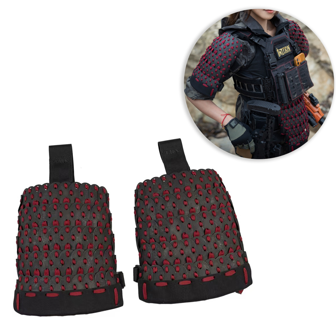 3 in 1 Tactical Armor Pauldron Crotch Protector Lamellar