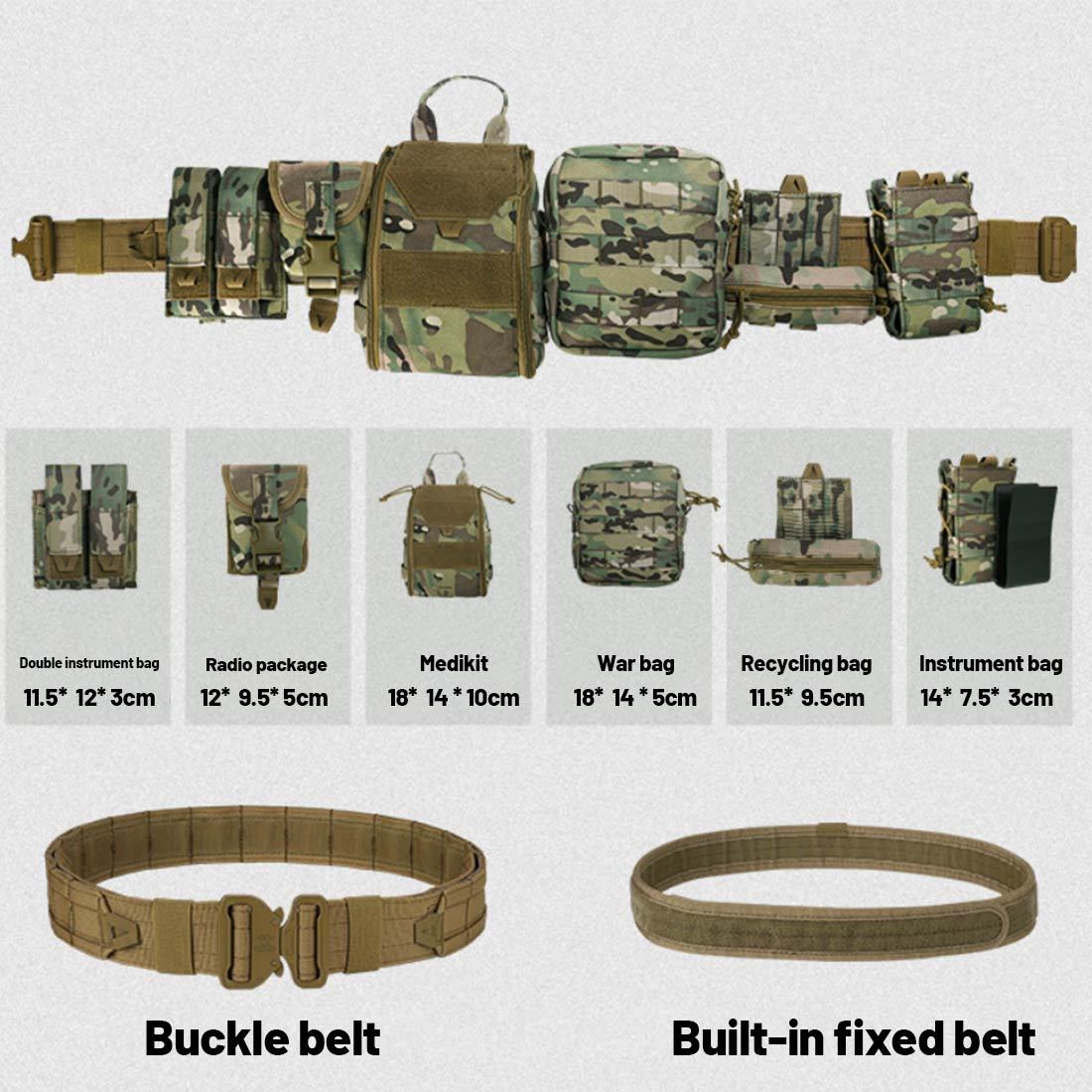 Metalakaer 5 In 1 Tactical Belt With Cartridge Pocket For Accessories Pouches Outdoor Patrol Multifunctional Nylon Molle Removable Adjustable Tactical Belt Equipped With