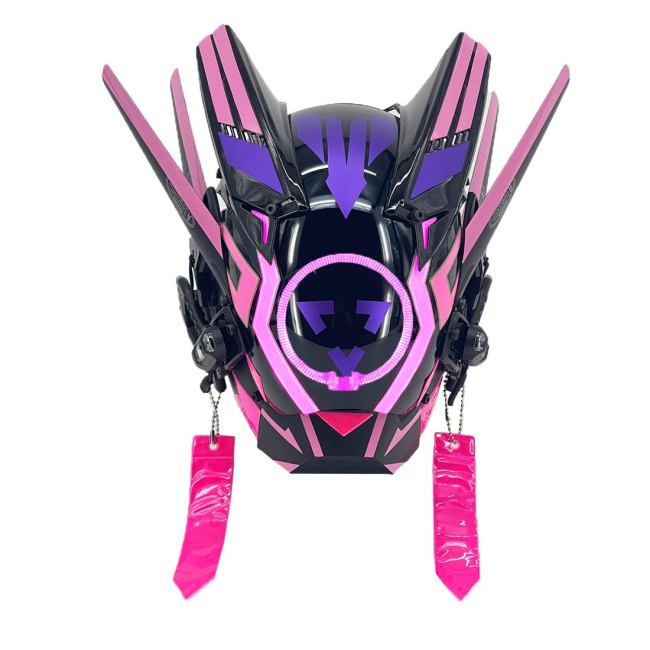 TacticalXmen Future Punk Mask Tech Cosplay Prop Rechargable Pink Round Light for Halloween Party