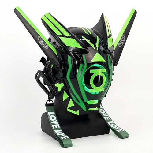 TacticalXmen Punk Mask Future Tech Rechargeable Green Round Light Cosplay Prop