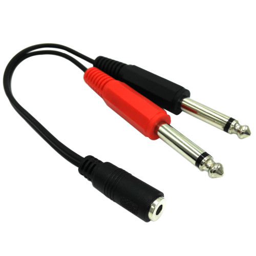 COMeap 3.5mm (Mini) 1/8  TRS Stereo Female to 2X 6.35mm 1/4  Mono TS Male Y-Splitter Cable 8-inch/20cm