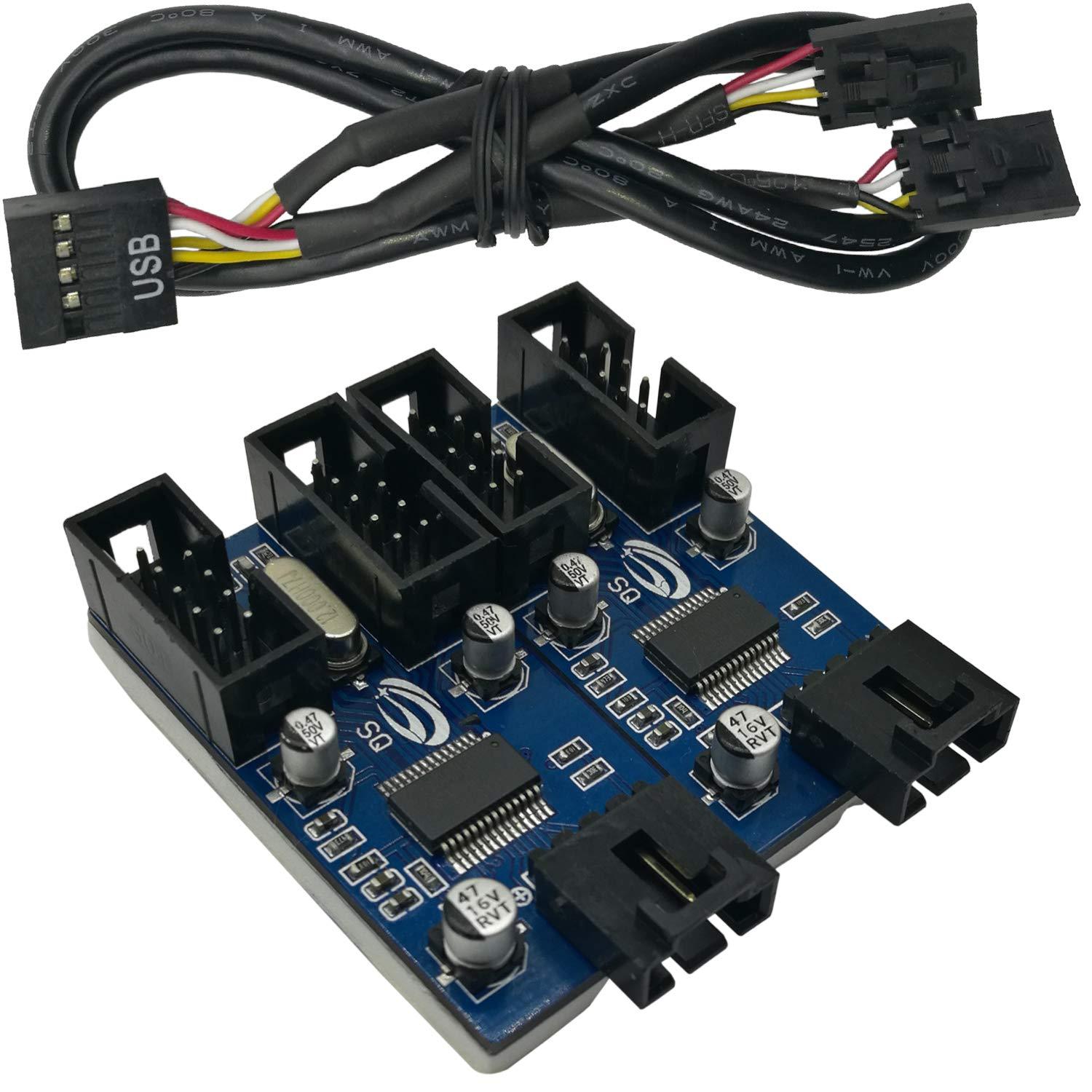 US 11.45 COMeap 9 pin USB Header Male 1 to 4 Female Motherboard