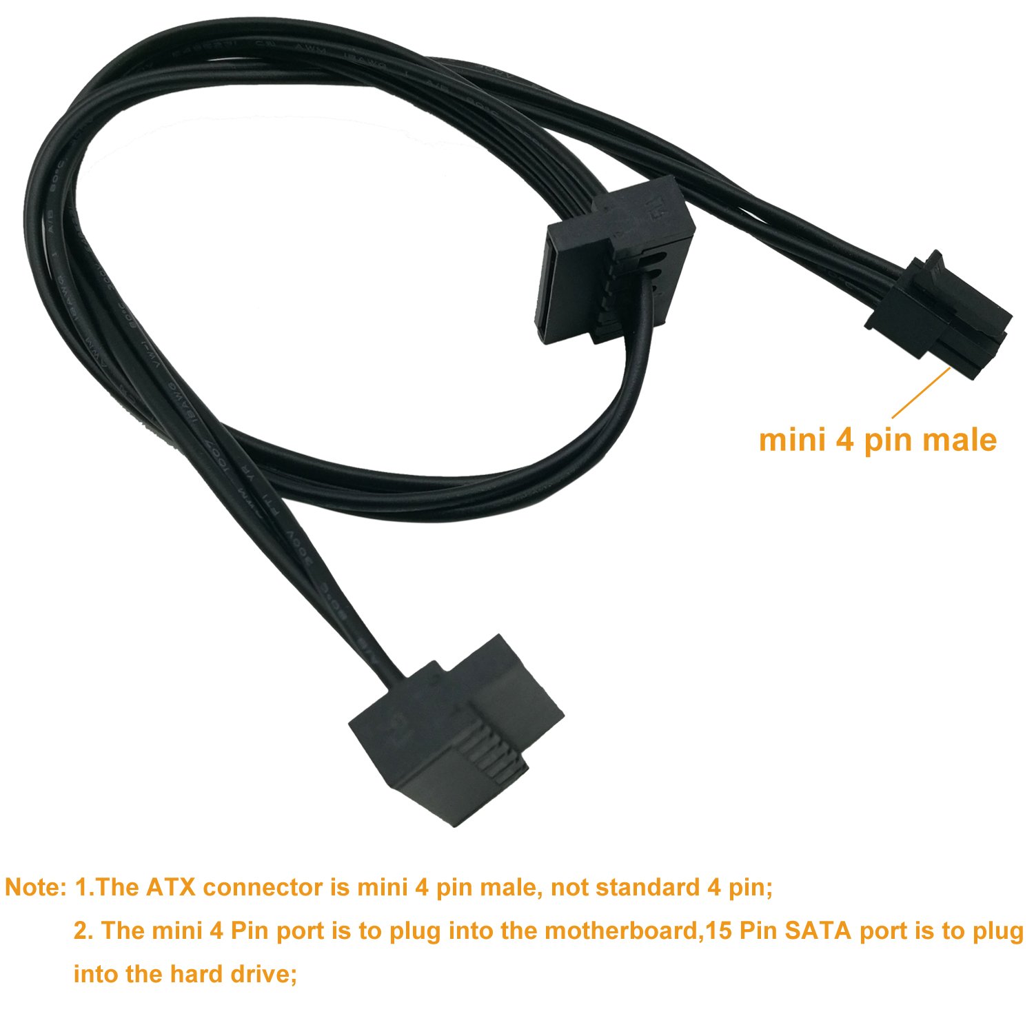 COMeap (2-Pack) Motherboard ATX Mini Pin to 2X Right-Angle SATA Hard  Drive HDD Power Supply Adapter Cable for Lenovo 18-inch(46cm)