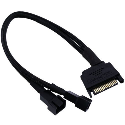 COMeap SATA to 2X 4 Pin Male Sleeved Computer Case Fan Power Splitter Adapter Cable 12-inch(30cm)