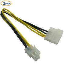 COMeap (3-Pack) LP4 Molex Male to ATX 4 pin Male Auxiliary Power Adapter Cable 9.5-inch(24cm)