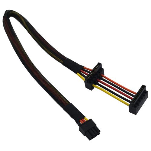46cm Motherboard ATX Mini 4 Pin to 2X Right-Angle 15 Pin SATA Hard Drive HDD Power Supply Adapter Cable for Lenovo 18-inch 2-Pack COMeap 