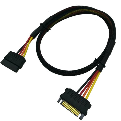 COMeap 15 Pin SATA Power Extension Cable Male to Female Braided Sleeved Adapter 24-inch(60CM)