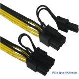 (CPU to GPU) CPU 8 Pin Female to Dual PCIe 2X 8 Pin (6+2) Male Power Adapter Splitter Cable for Graphics Card BTC Miner 9-inch (23cm) (Pack of 2) COMeap 