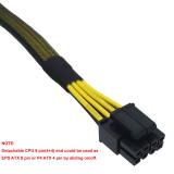 COMeap 6 Pin Female to CPU 8 pin (4+4 Detachable) Male EPS-12V Adapter Converter Sleeved Cable 13-inch(33cm) 