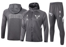 NBA Charlotte Hornets Dark Grey with Cap Jacket Tracksuit High Quality