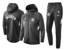 NBA Brooklyn Nets Dark Grey with Cap Jacket Tracksuit High Quality