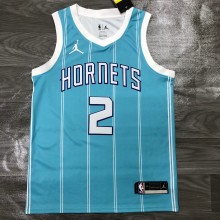 NBA Men Charlotte Hornets #2 Ball Blue Jersey High Quality Name and Number Print