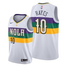 NBA Men New Orleans Pelicans White City #10 HAYES Jersey High Quality Name and Number Print