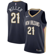 NBA Men New Orleans Pelicans Dark Blue #21 MILLER Jersey High Quality Name and Number Print