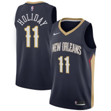 NBA Men New Orleans Pelicans Dark Blue #11 HOLLIDAY Jersey High Quality Name and Number Print