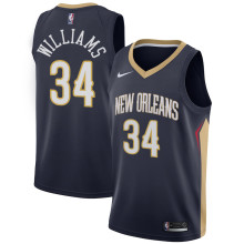 NBA Men New Orleans Pelicans Dark Blue #34 WILLIAMS Jersey High Quality Name and Number Print
